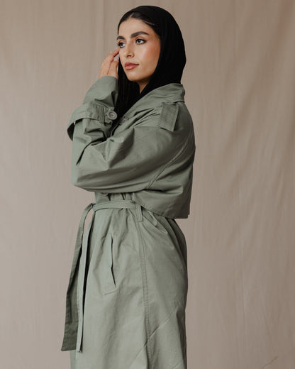 Relax Fit Trench Coat Verde Oliva