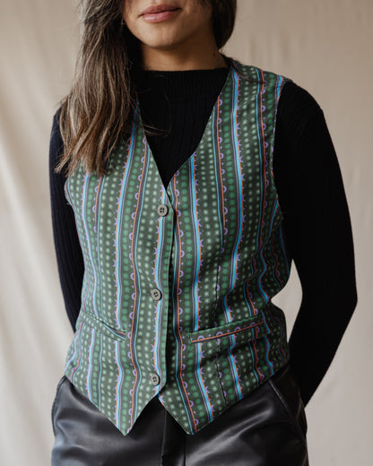 Maze Stripe Vest Green