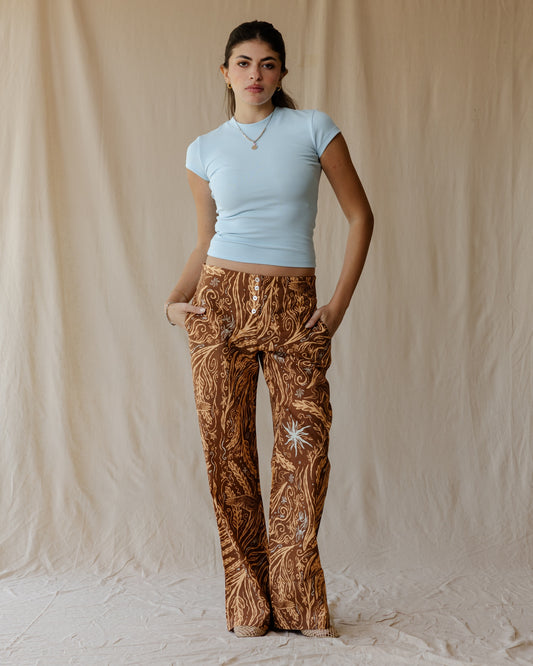 River Dream Brown Linen Pants