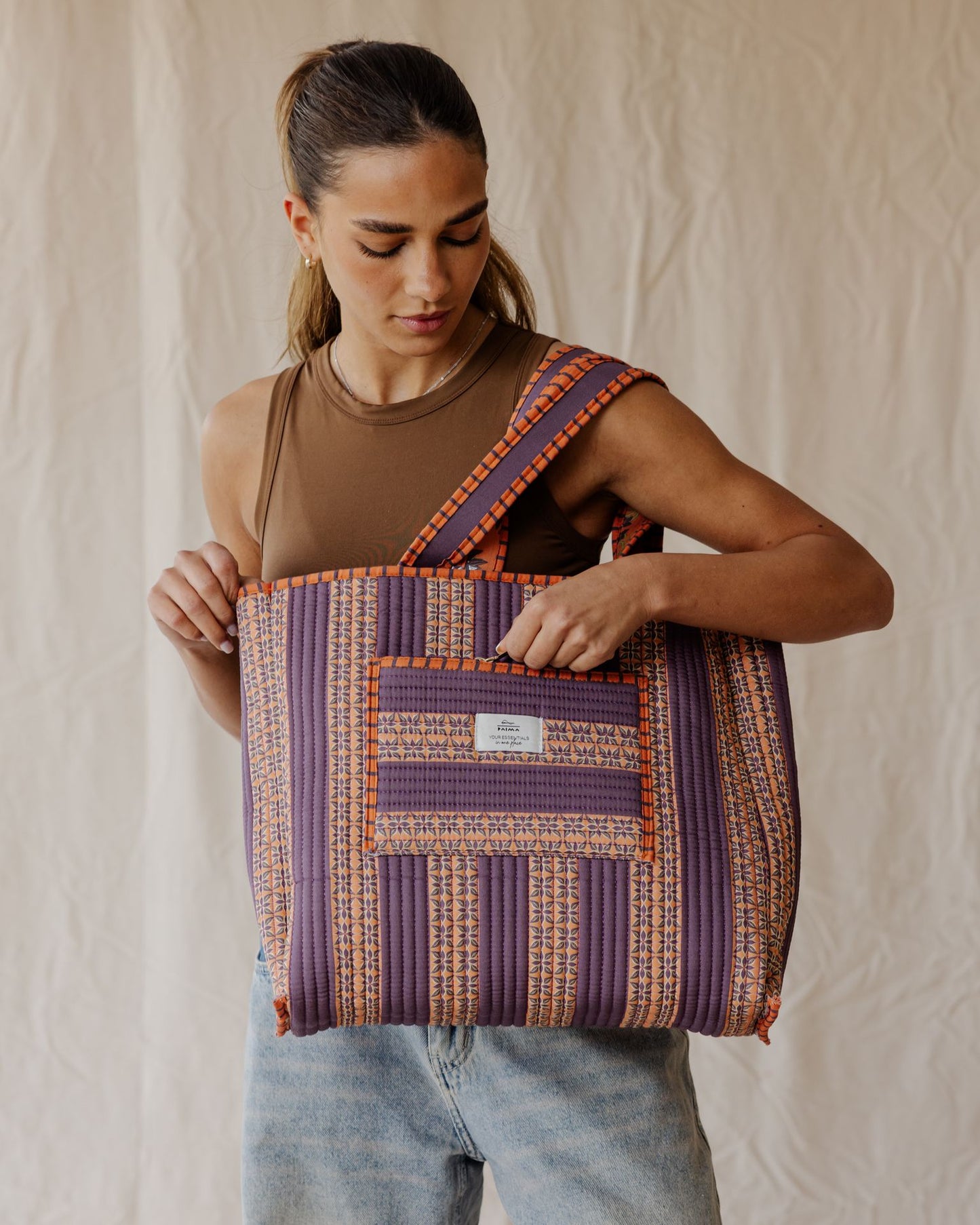 Bolsa Tote Acolchada Tangerine Garden
