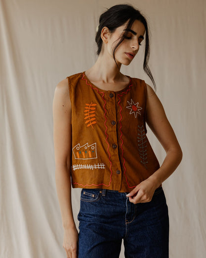 Chaleco Stitched Memories en Camel