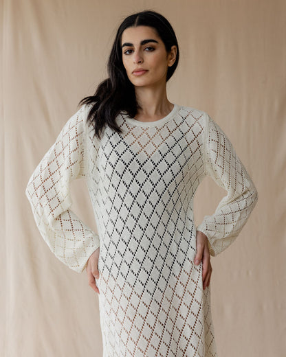 Vestido de malha off-white Dusk