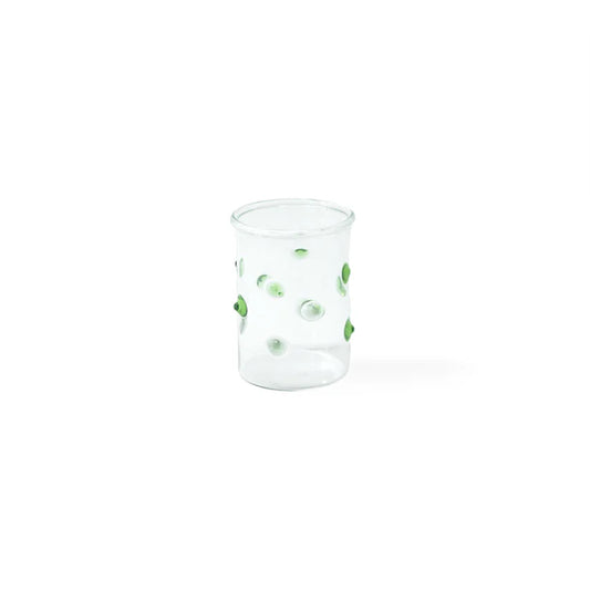 Polka Dotted Glass Cup Green