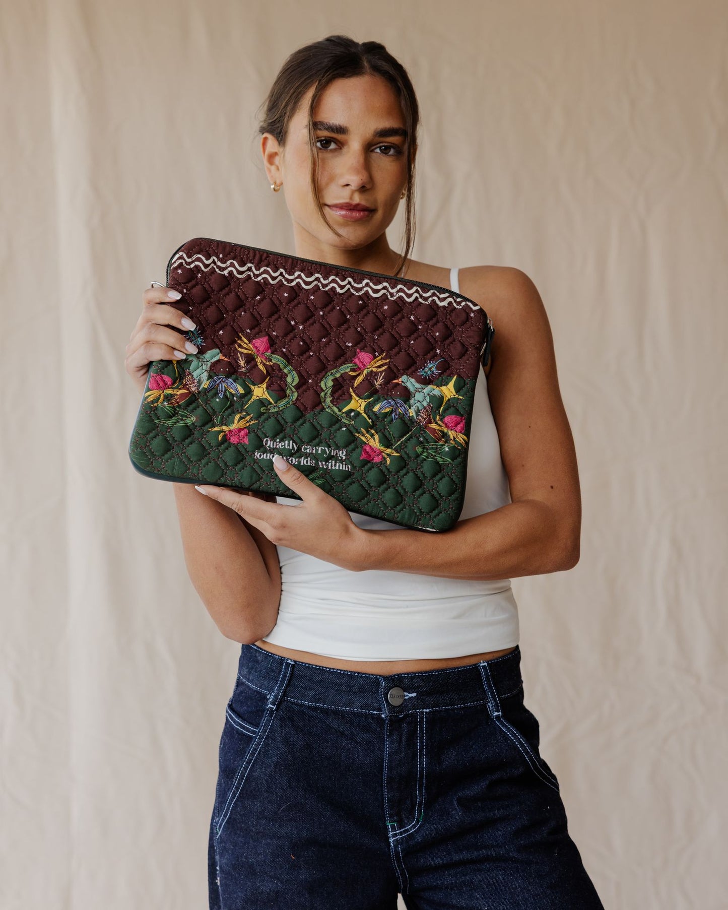 Loud Worlds In Dark Quilted Sleeve