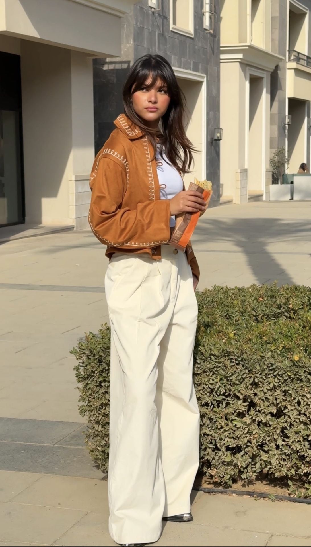 Pantalones de Pana Plisados Beige Crudo