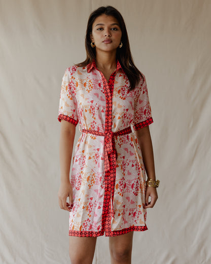 Queen of Hearts Satin Shirt Dress