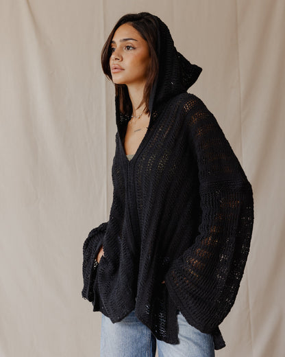Sudadera con capucha Trico hecha a mano Negro