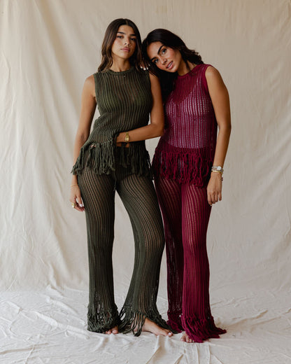 Isla Burgundy Knit Pants
