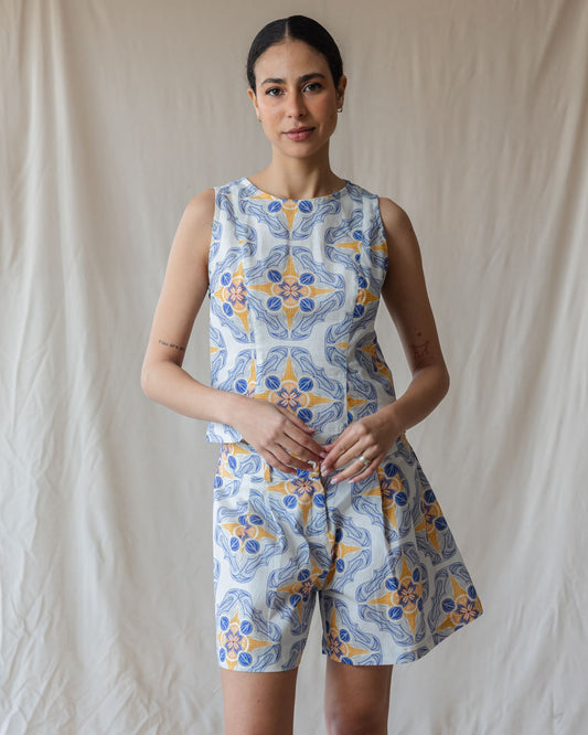 Mediterranean Star Linen Top