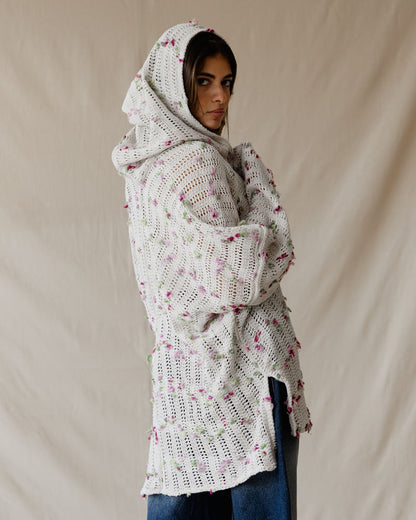 Cream Speckle Tricot Hoodie