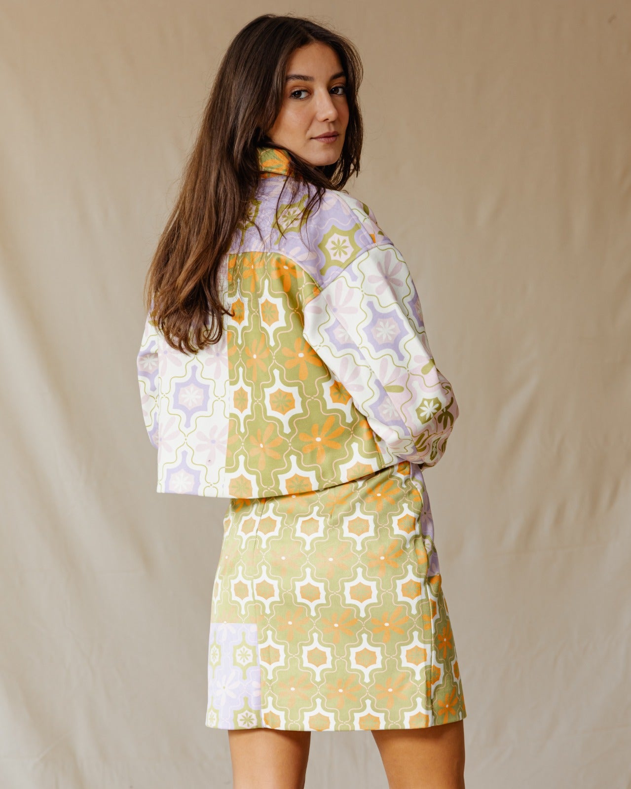 Falda de gamuza con estampado floral