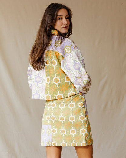 Falda de gamuza con estampado floral