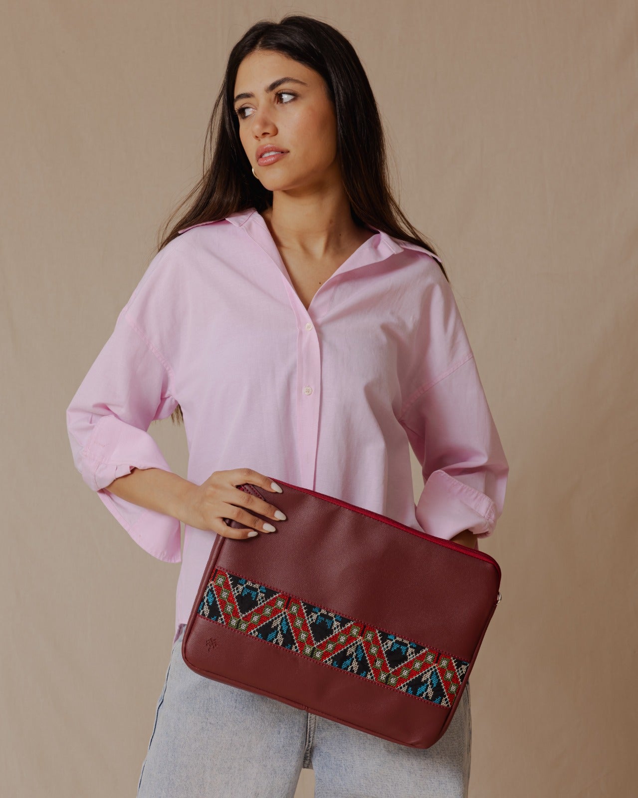 Housse Etamine Bordeaux pour ordinateur portable