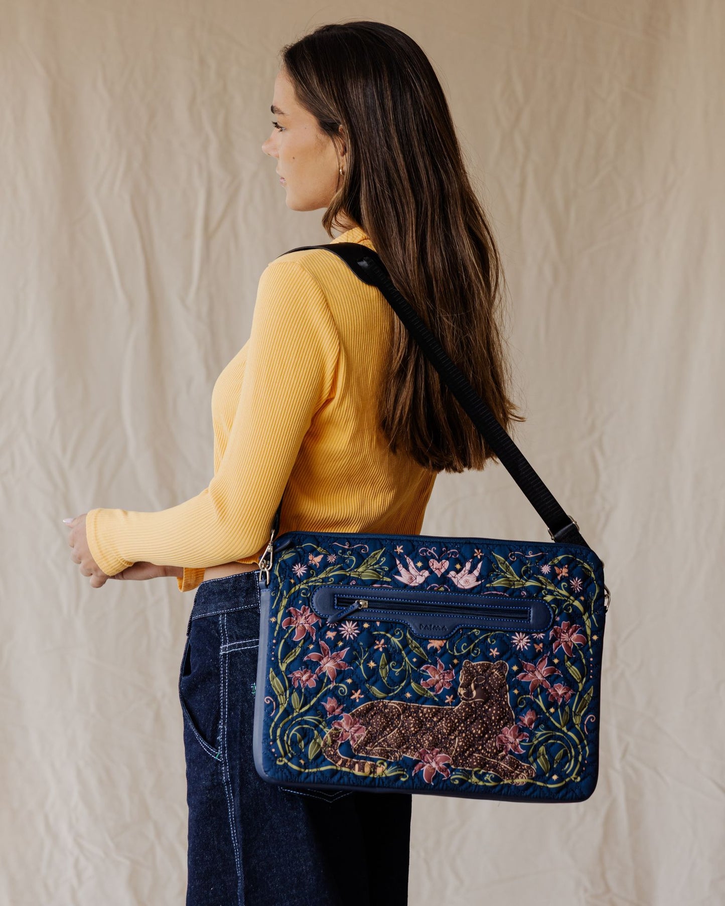 Floral Guardian Navy Quilted Sleeve