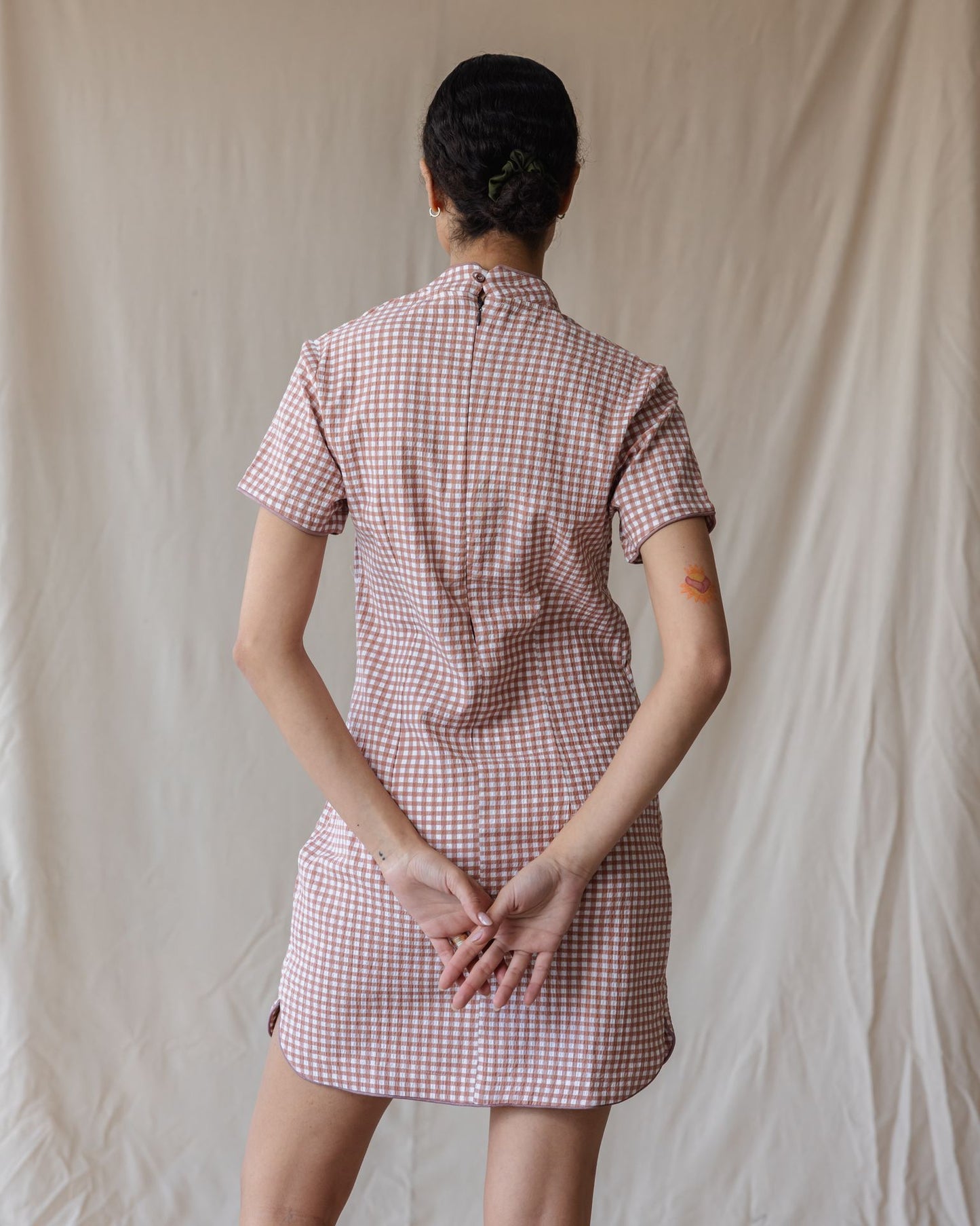 The Kyoto Gingham Dusty Pink Dress