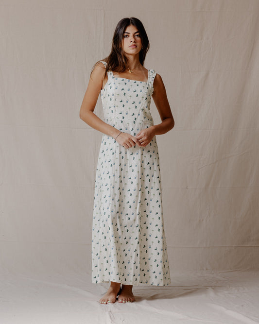 Tropical Nazar Palm Dress Green