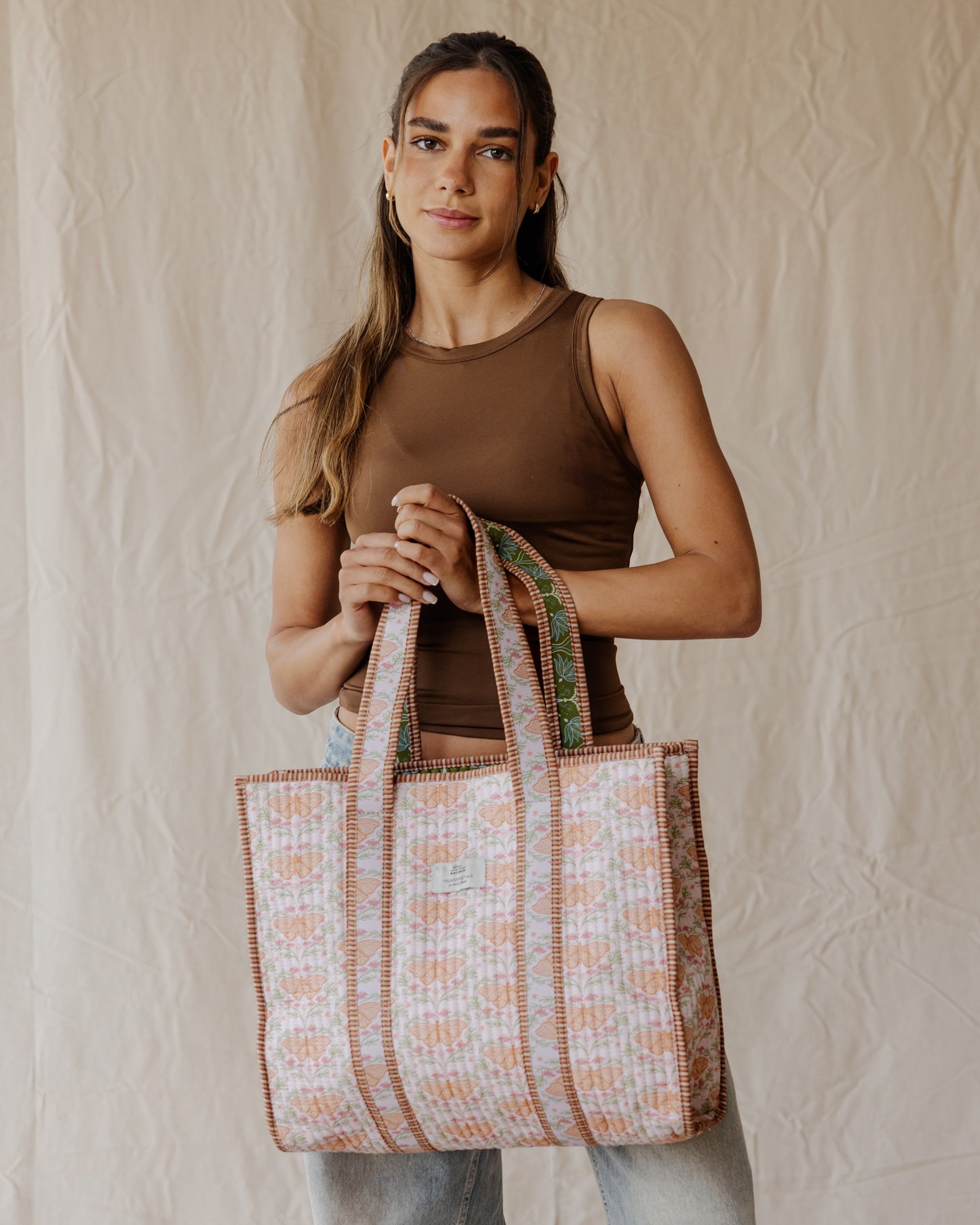 Folk Wing Quilted Tote Bag