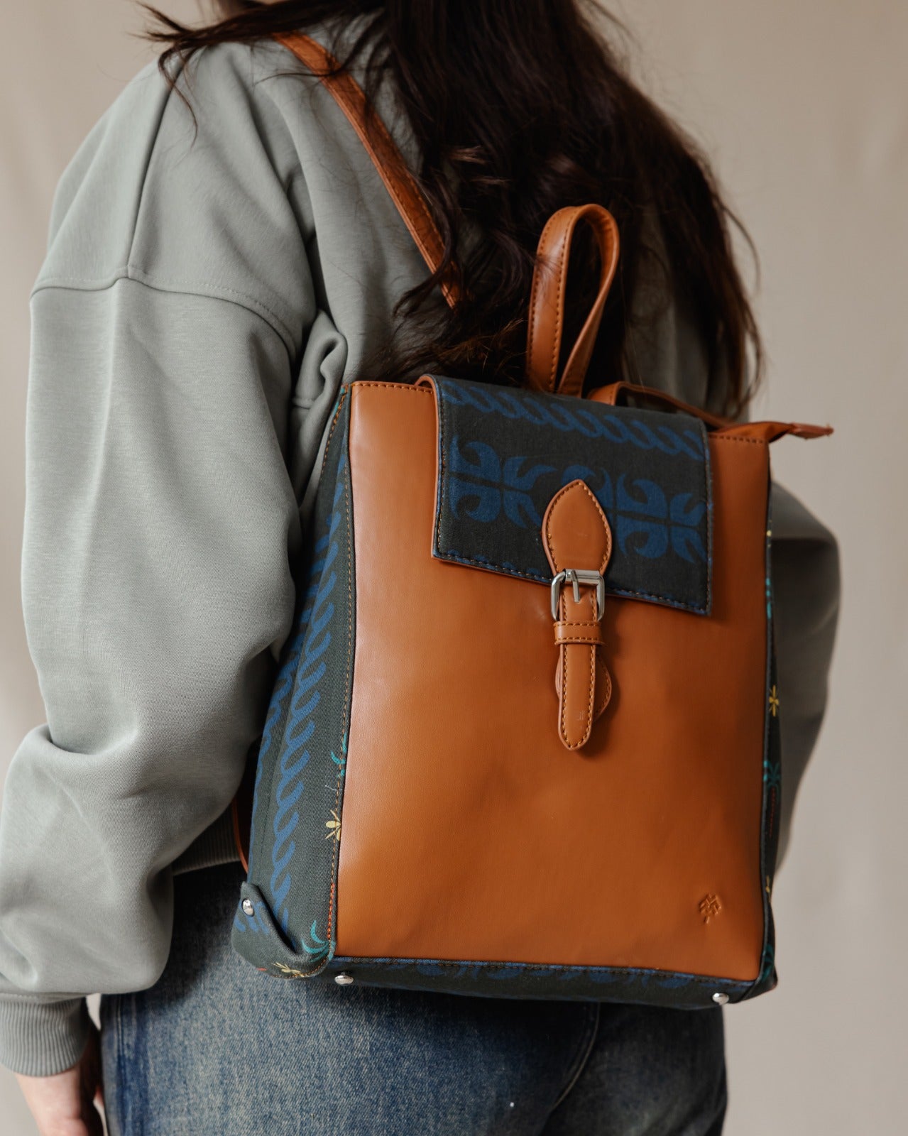 Rectangle Printed Backpack Havane