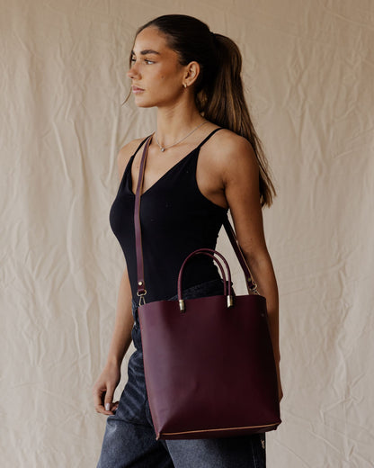 Bolso Linea en Piel Auténtica Burdeos