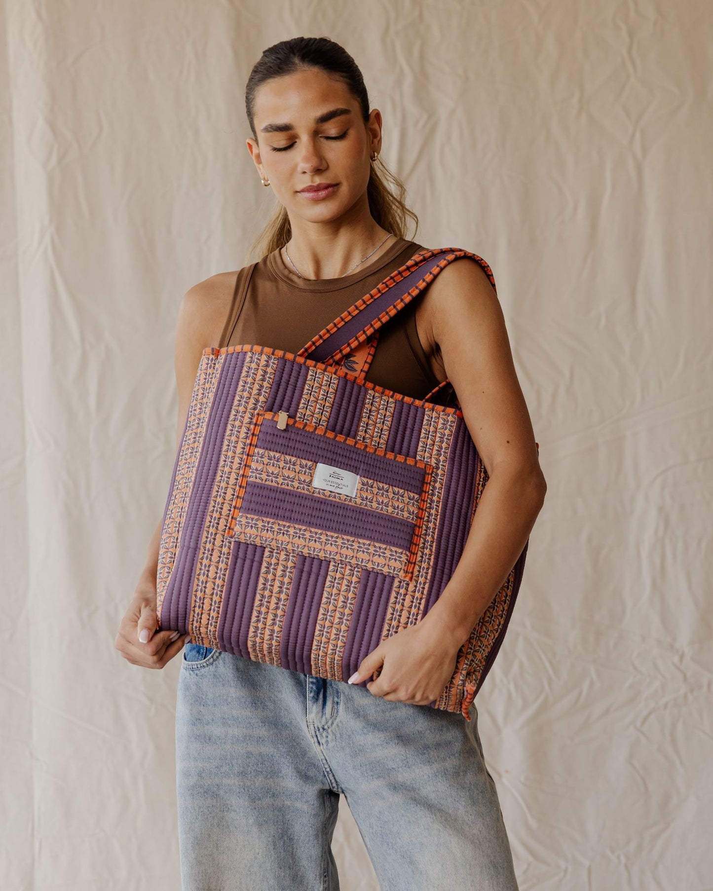 Bolsa Tote Acolchada Tangerine Garden