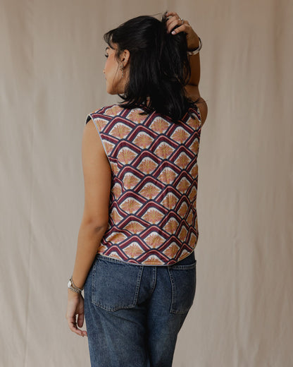 Flip & Bloom Reversible Vest in Amber/Navy