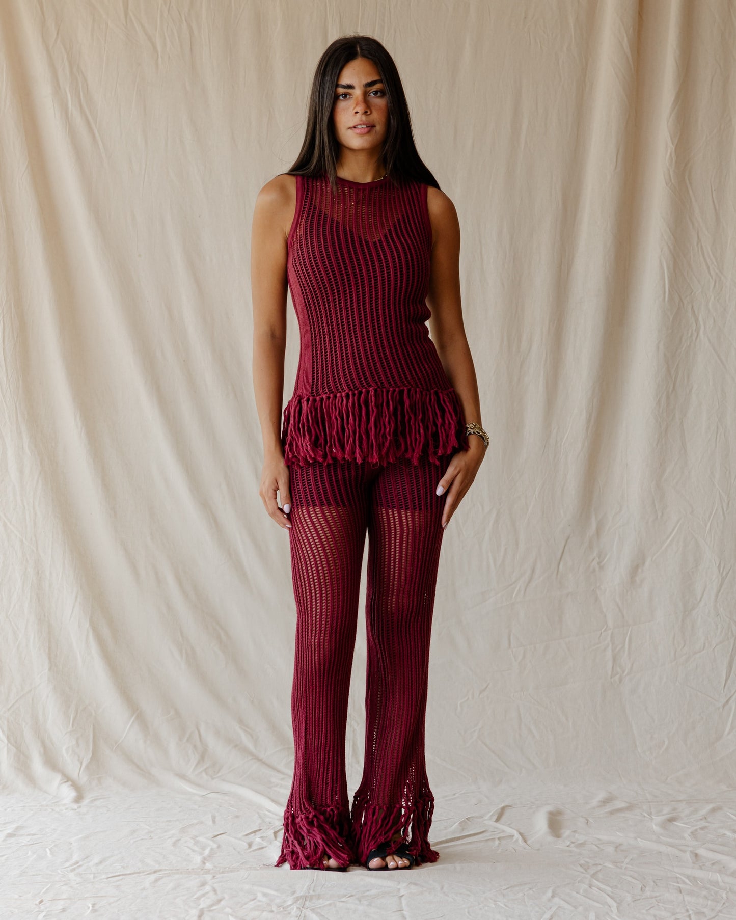 Isla Burgundy Knit Pants