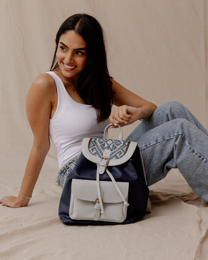 Mochila original azul marino x gris