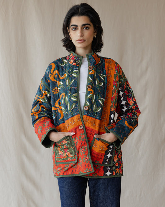 Red Blossoms Oversized Jacket
