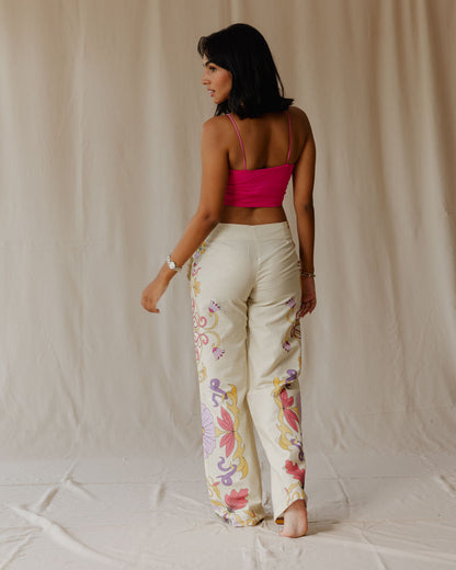 Sunlit Petal Muse Linen Pants