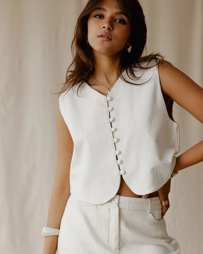 White Textura Twinset Skirt