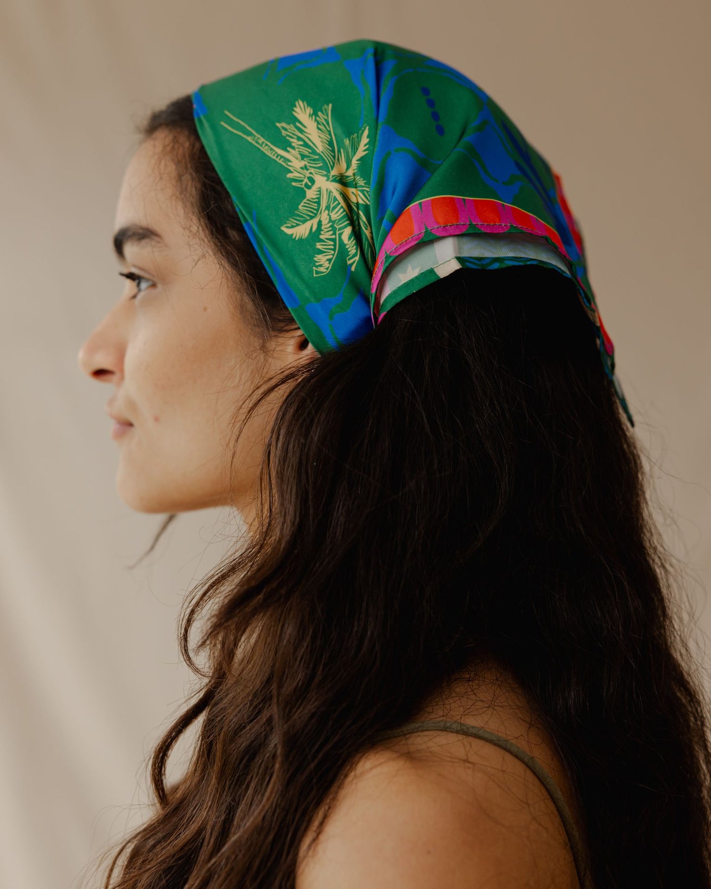Island Palm Scarf In Aqua X Green
