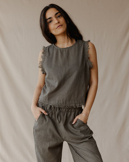 The Island Linen Set Olive