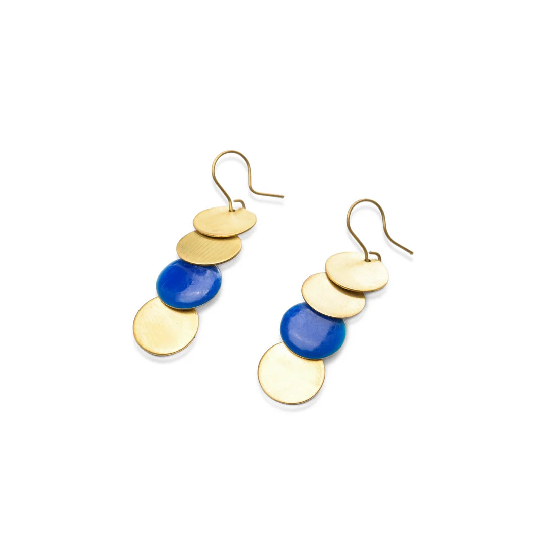 Enamel Brass Circular Earrings Blue