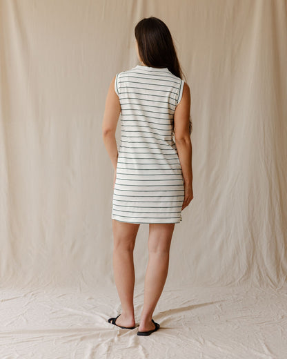 White Ribbed Stripe Dress
