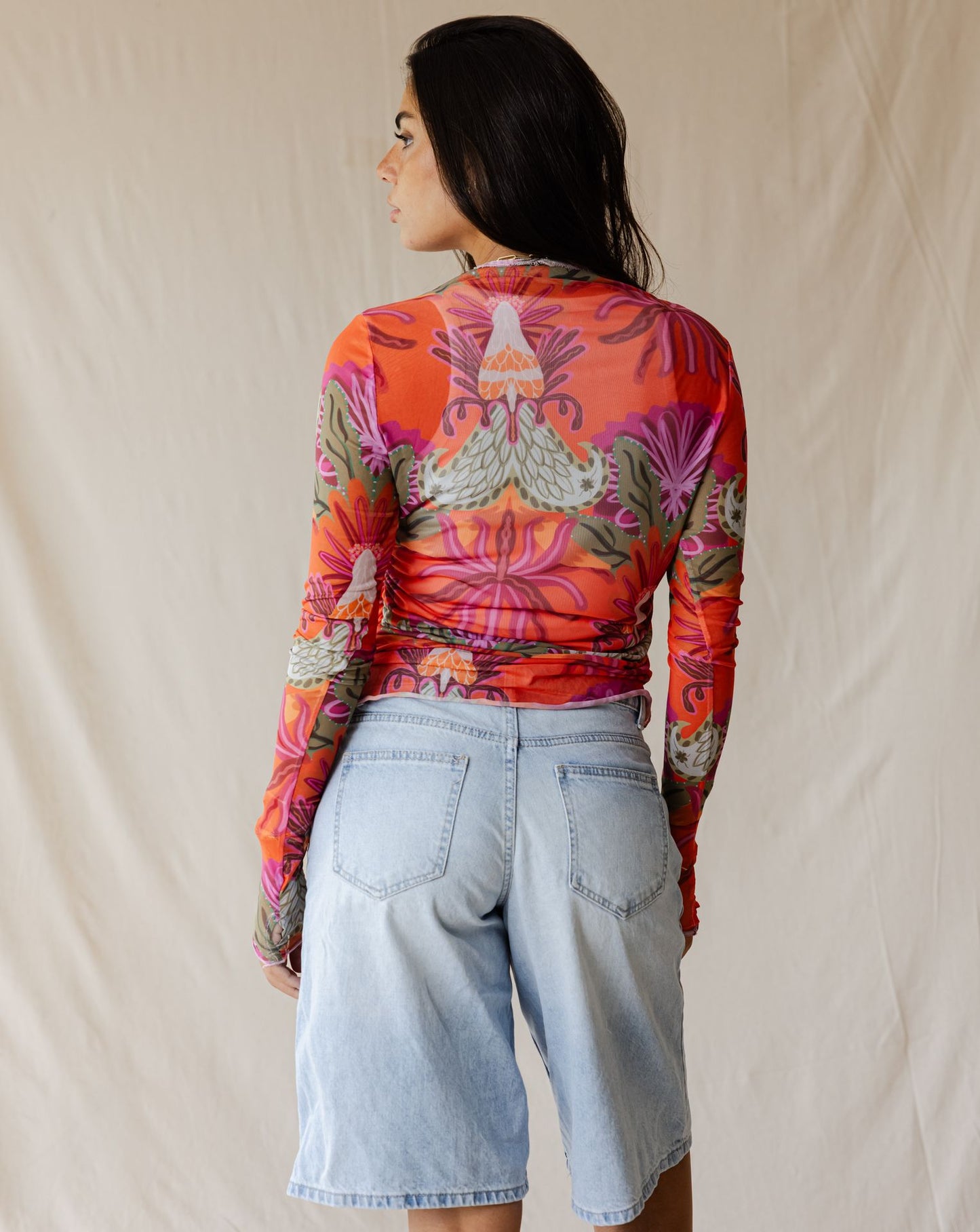 Tangerine Sundrift Mesh Top