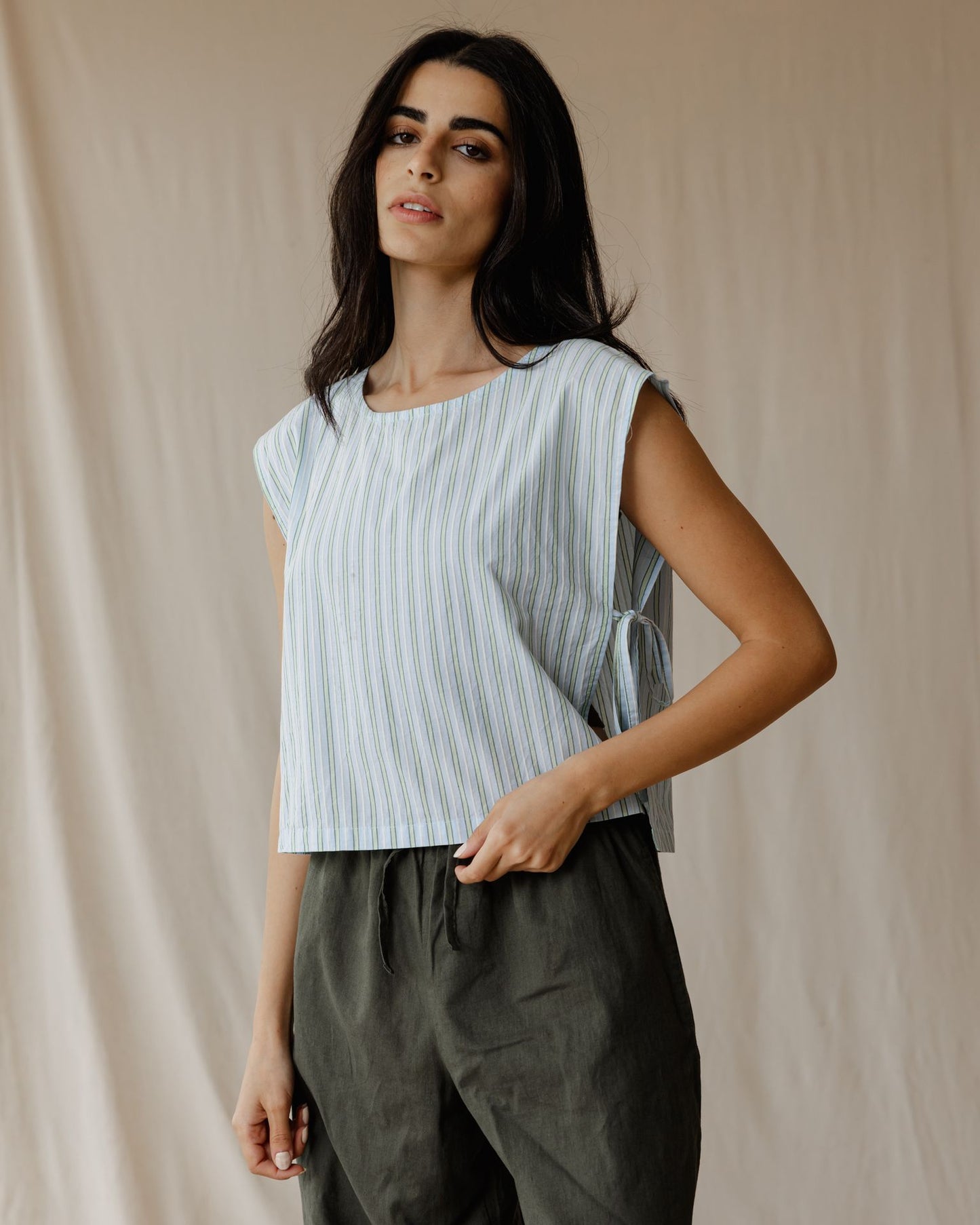 Sentimental Stripe Sleeveless Blouse