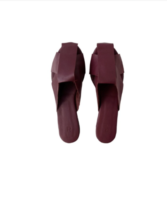 Dane Burgundy Leather Slides