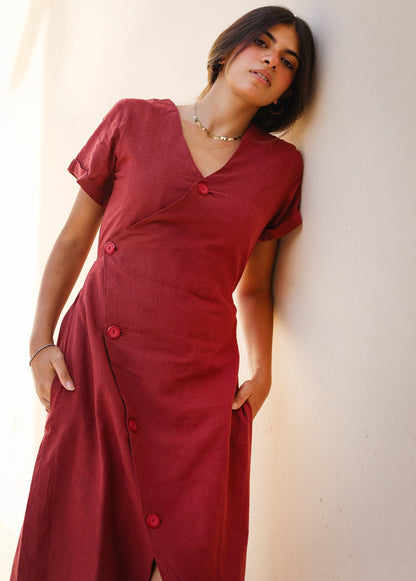 Robe en lin Resort Bordeaux