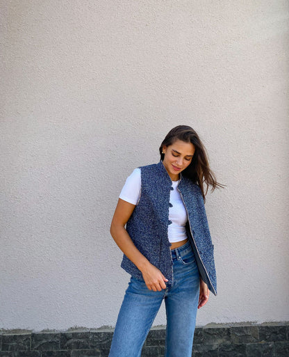 Greta Gilet Double Face Menta X Blu Navy