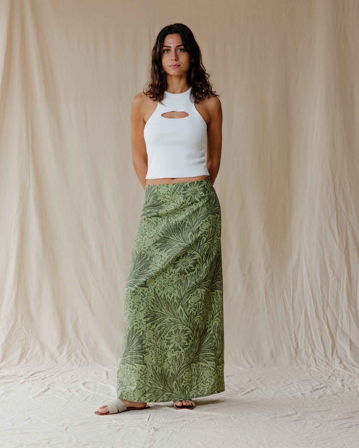 Falda Antique Bloom en Oliva