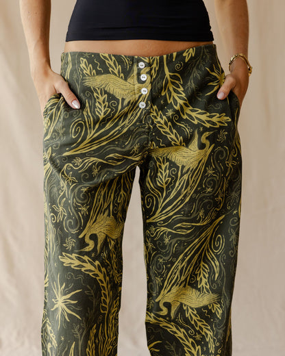 River Dream Green Linen Pants