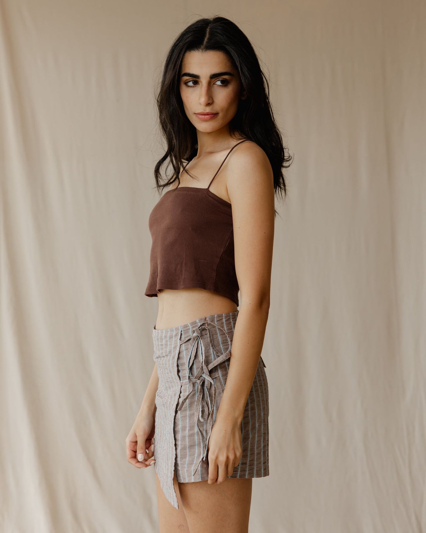 Falda-Pantalón Vichy Marrón