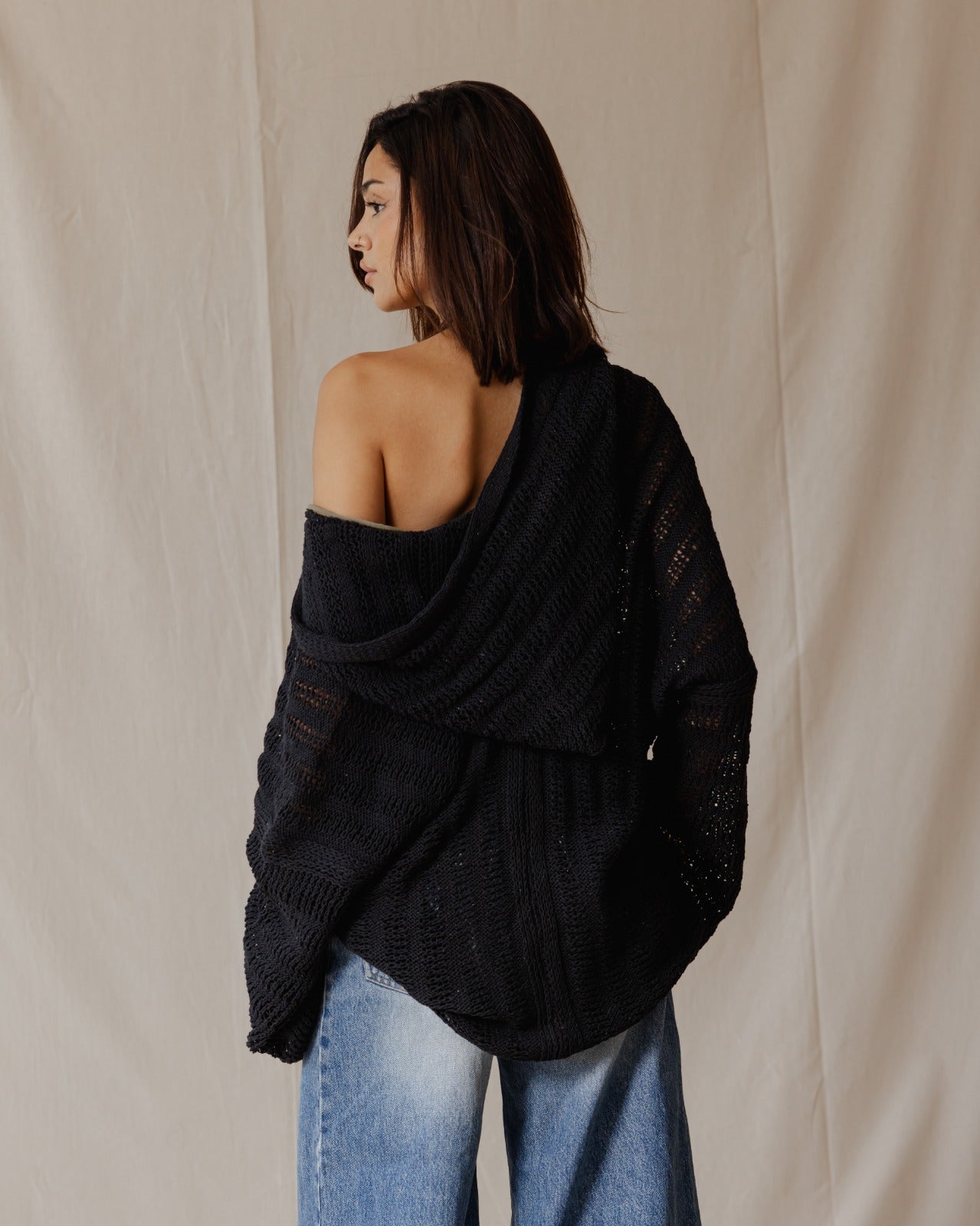 Sudadera con capucha Trico hecha a mano Negro