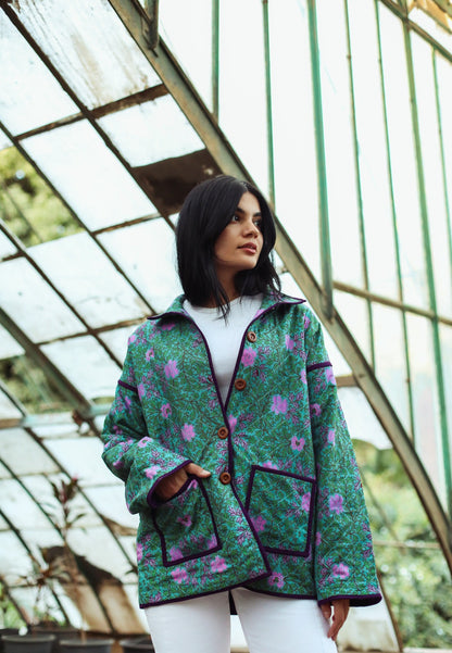 Blouson oversize victorien vert