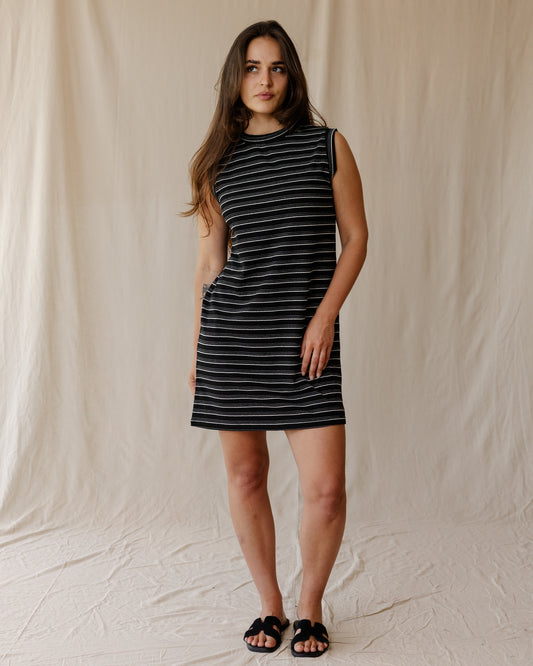 Black Ribbed Stripe Dress