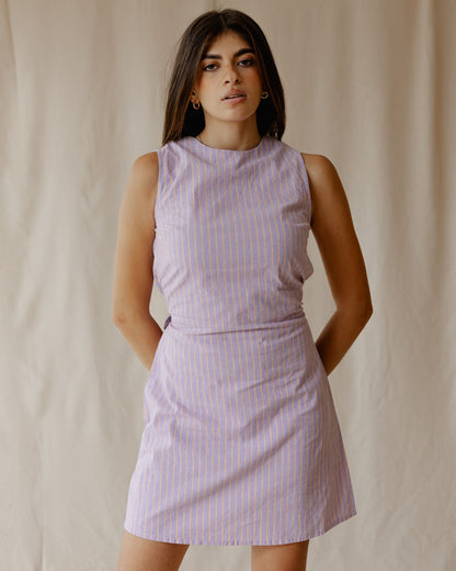 Sugar Stripe Dress Purple