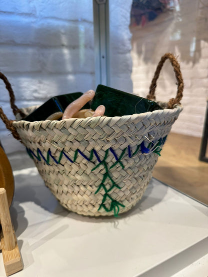 Pequeña Cesta / Organizador con Cordones Multicolor (Verde x Azul)