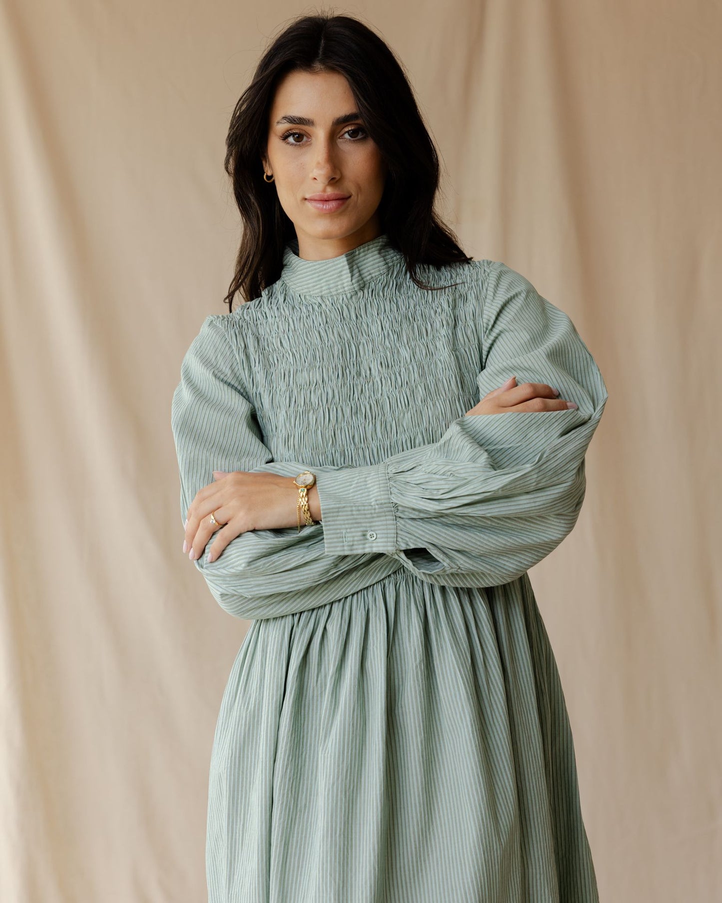 Ganni Green Stripe Dress