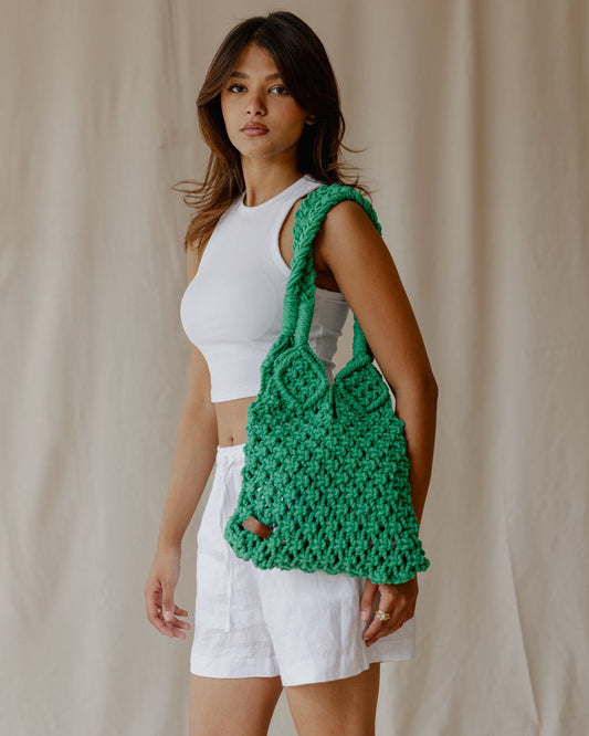 El bolso de crochet para todos los días en verde