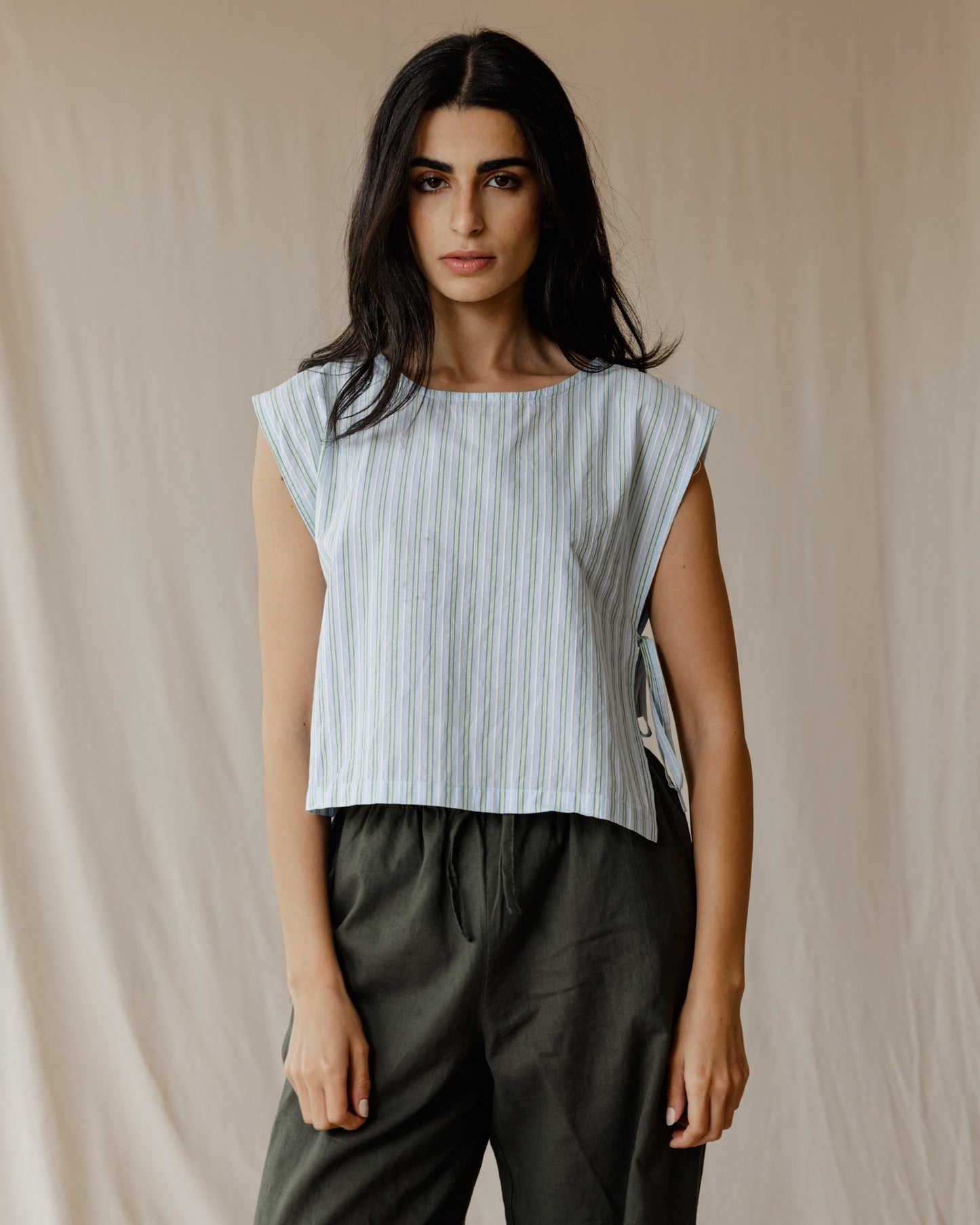 Sentimental Stripe Sleeveless Blouse